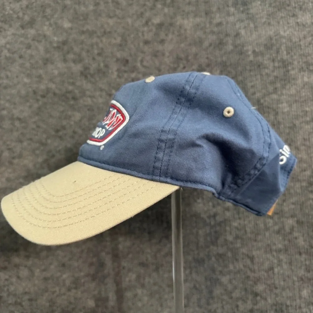 Ron Jon Surf Shop Hat Blue Tan Adjustable Leather Strap Baseball Cap Since 1959
